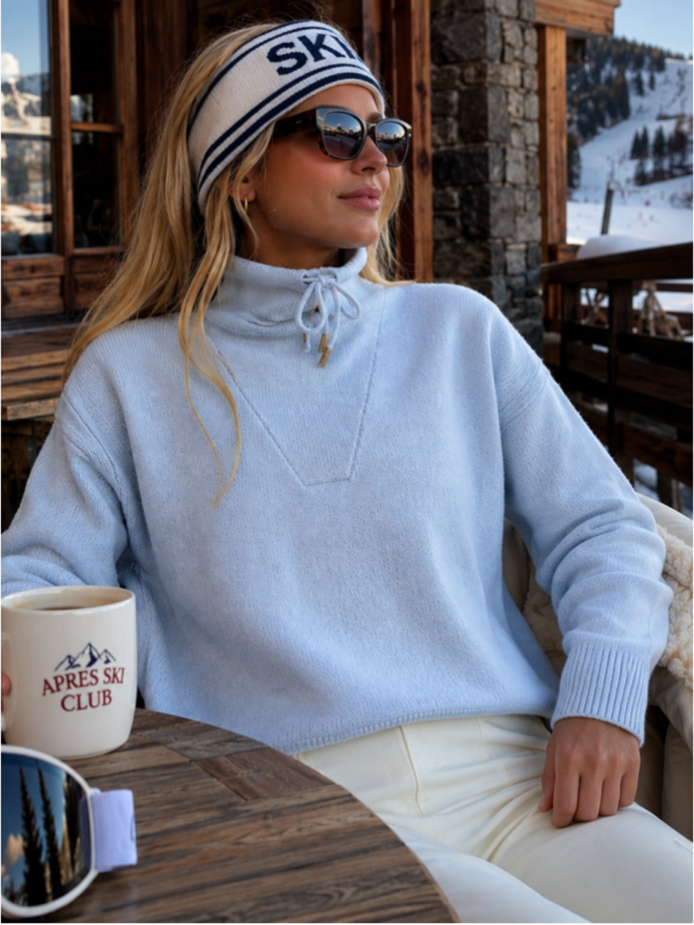 MAX STUDIO Light Blue Merino Wool Cowl Neck Sweater M